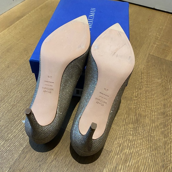 Stuart Weitzman Leigh 70 Platinum Noir Pumps - Picture 10 of 11